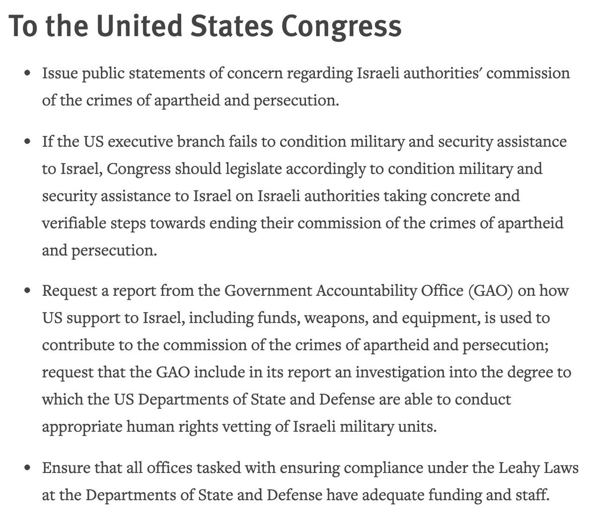 We welcome  @hrw's recommendation that the US condition military & security funding to Israel.We call on members of Congress to help lead the fight against Israel's apartheid policies by supporting  @BettyMcCollum04's Palestinian Children and Families Act:  https://mccollum.house.gov/media/press-releases/mccollum-introduces-historic-legislation-defending-human-rights-palestinian