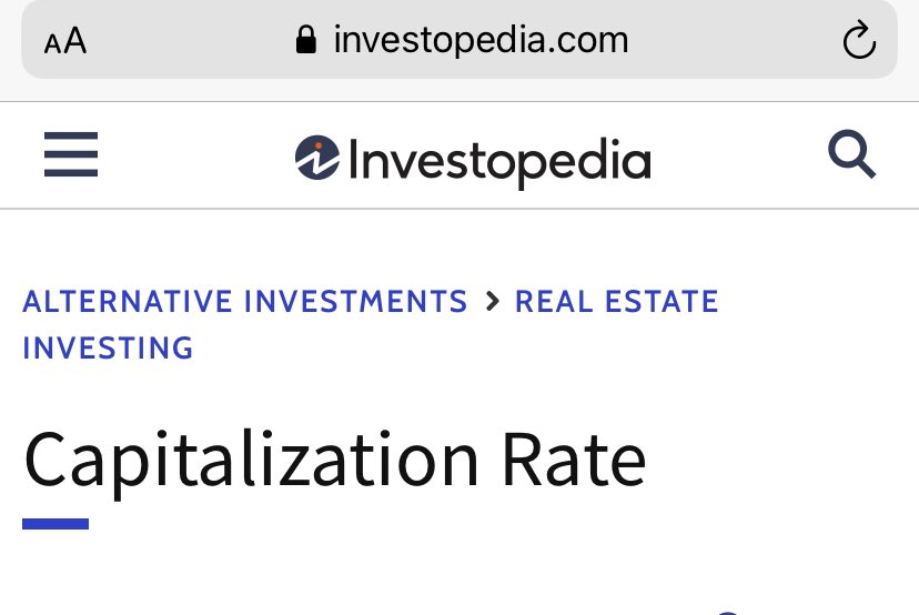 TonyKim_CRE's tweet photo. What Is a #CapitalizationRate of Return? #caprate “The capitalization rate (also known as cap rate) is used in the world of commercial real estate to indicate the rate of return that is expected to be generated on a real estate investment property. https://t.co/MRRzpUFtrH