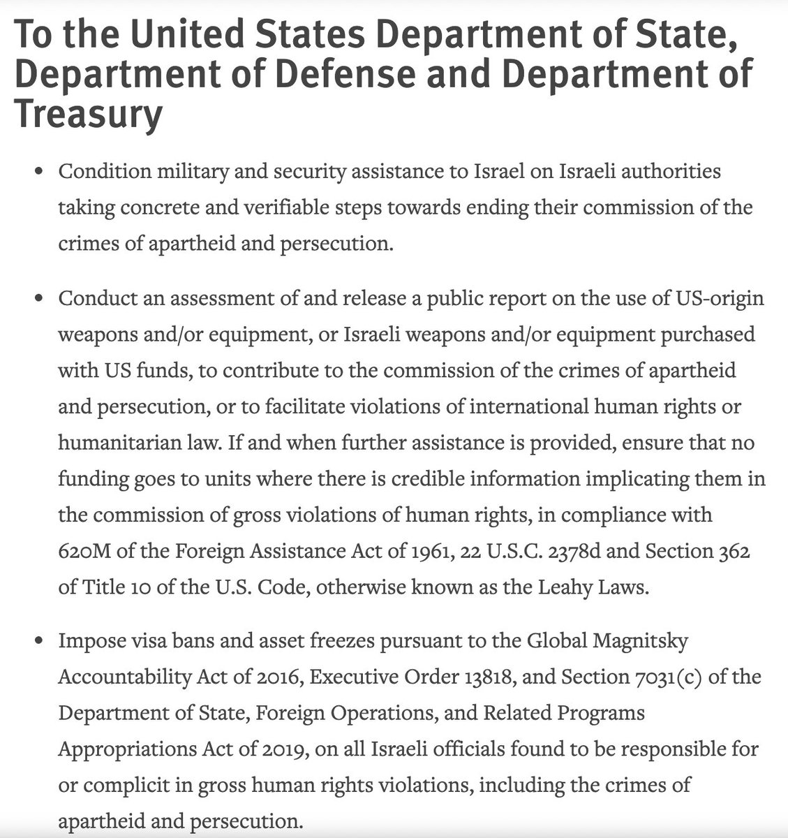 We welcome  @hrw's recommendation that the US condition military & security funding to Israel.We call on members of Congress to help lead the fight against Israel's apartheid policies by supporting  @BettyMcCollum04's Palestinian Children and Families Act:  https://mccollum.house.gov/media/press-releases/mccollum-introduces-historic-legislation-defending-human-rights-palestinian