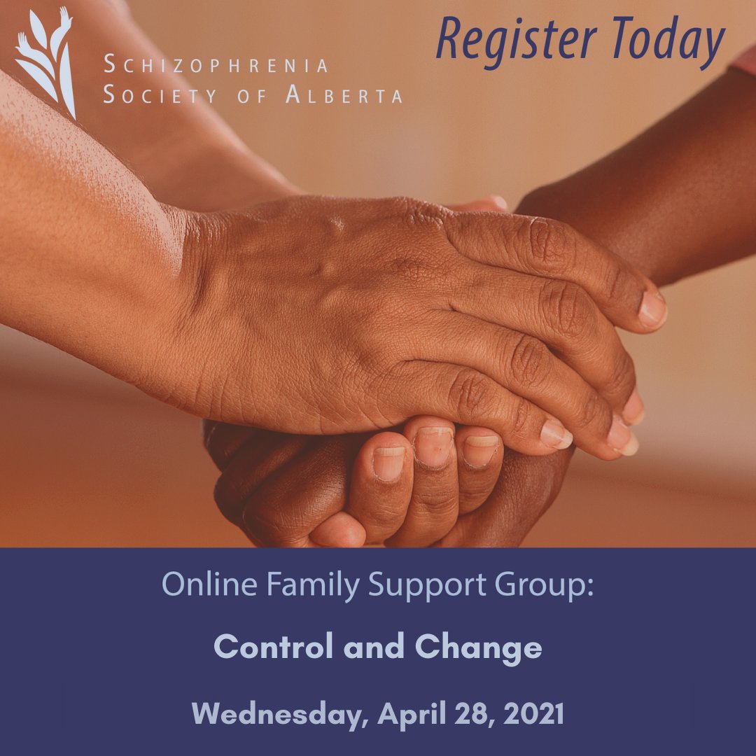 SchizophreniaAB's tweet photo. There is still time to register and join us for SSA’s upcoming online Family Support Group: Control & Change on Wednesday, April 28 from 6:00 pm - 7:00pm.
Register today at:https://t.co/1wlCycZ3oH
#SSAPrograms #SSACares #SchizophreniaAwareness https://t.co/TxlQHPbrjT