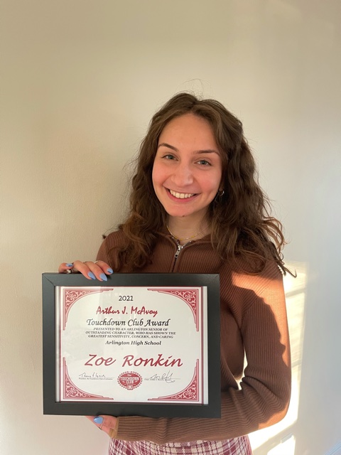 Congrats to 2021 McAvoy Award winner Zoe Ronkin of AHS. She will be attending <a href="/Northeastern/">Northeastern U.</a> in the Fall!