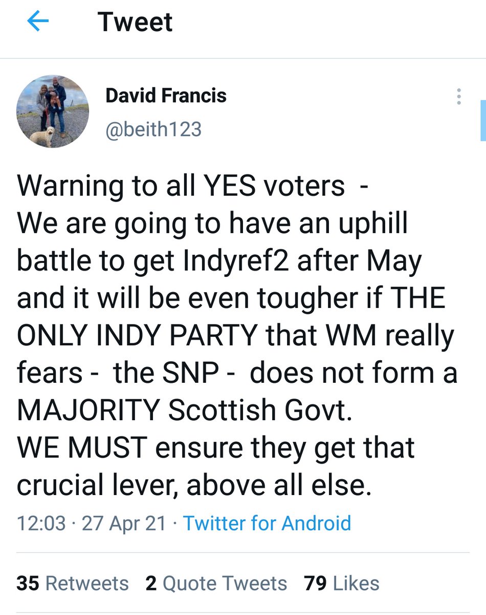 ruhithallon's tweet photo. @Grouse_Beater David thinks Westminster are afraid of @theSNP 🤦♀️🙄
The fact MSM don't want @AlbaParty featured in debates shows the opposite, in my humble opinion! #2VoteAlba #BothVotesYes🏴 https://t.co/SW1jA2NgfJ