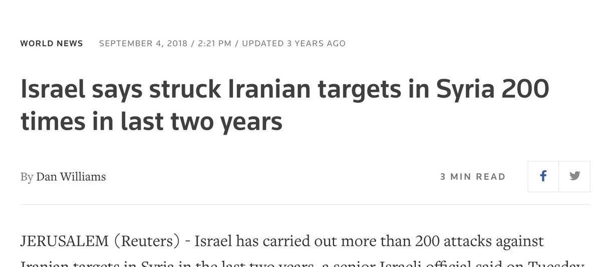 Second, we don’t know whether Zarif is saying Kerry said this to him before or after public reports in September 2018 that Israel had struck 200 Iranian targets in Syria… https://bit.ly/3sWujJl 