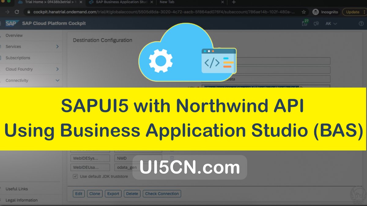 ui5cn's tweet photo. Understanding Northwind Services and Adding Destination in SAP® Cloud Platform: 
For More Details Check:
Youtube Link: https://t.co/6pSsUt7cU3
Course Link: https://t.co/vsXBaKWmrk
For Discounts and Coupons Visit Offer Page: https://t.co/xeVYlx6nNp https://t.co/JK4CkWUCOU