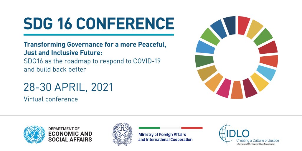 #COVID19 pandemic has shown that we cannot face crises without peaceful, inclusive societies, access to justice & effective, accountable institutions.

From tomorrow, #SDG16Conference will discuss the roadmap to respond to #COVID19 & #RecoverBetter.

👉bit.ly/2YAZVaN