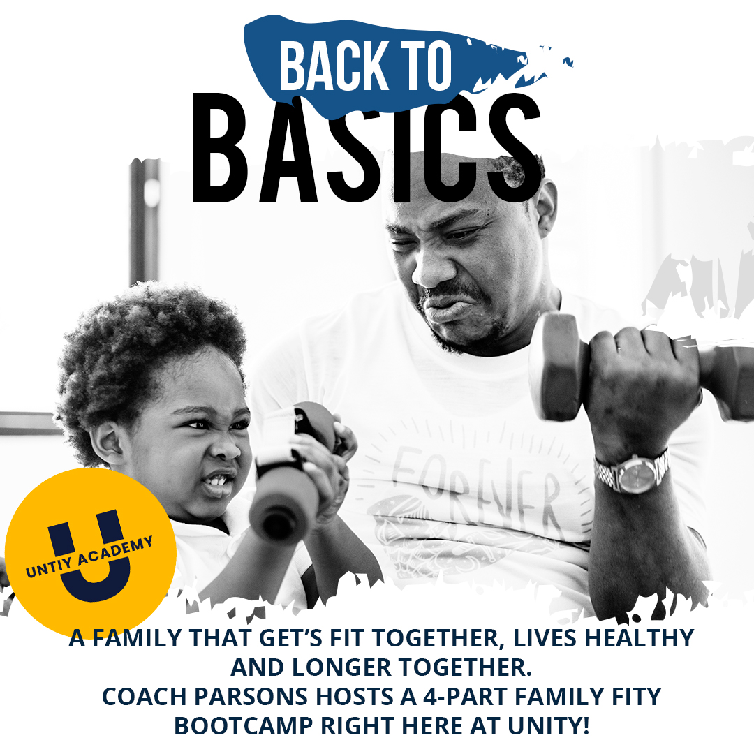UnityAcademy3's tweet image. Get Family Fit! Coach Parsons' 4-part FAMILY FIT CLUB.  Beginning Saturday, May 8th @ 10 AM. Sign up on the Unity Academy App!  #BackToBasics #WeAreUnity #GetFit