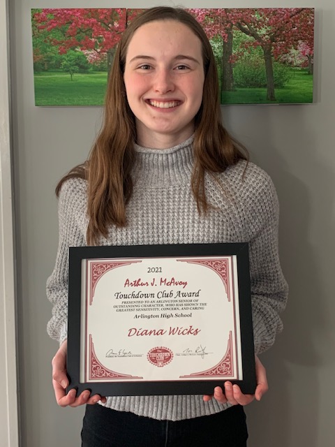 Congrats to 2021 McAvoy Award winner Diana Wicks of AHS. She will be attending <a href="/BostonCollege/">Boston College</a> in the Fall!