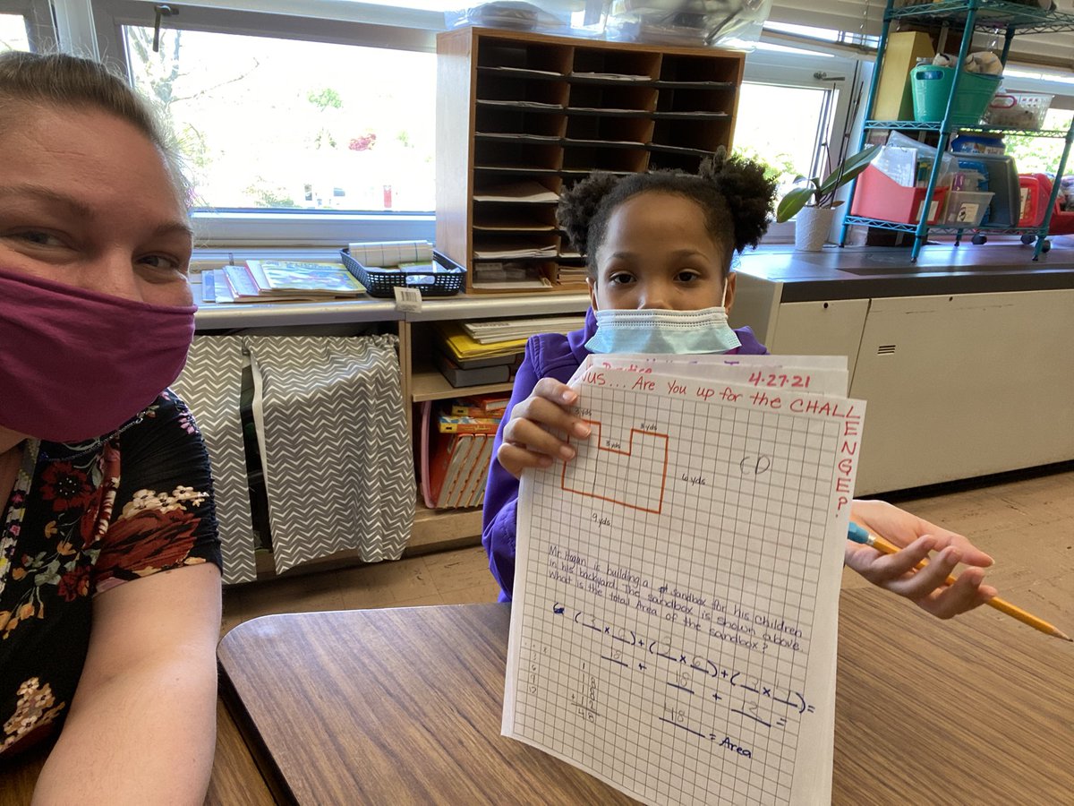MsEyreland's tweet photo. Proud of this scholar! Asked for a challenge in Math today, and she most certainly rose to that challenge! #area #thrivinginthird ✖️➕📏📚✏️ https://t.co/o07ECE83Z5