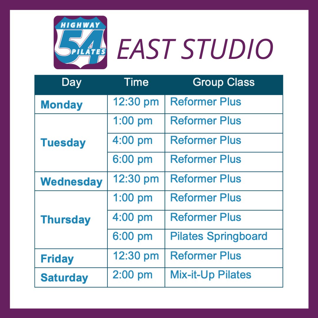 Studio54pilates's tweet photo. We've added more classes at our East Studio! https://t.co/7srue35eXc https://t.co/yM78jXskqU