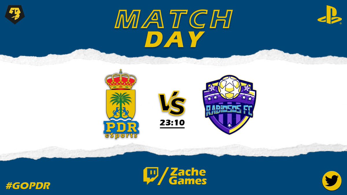 #MATCHDAY ⚽️

🏆 | Jornada 5 <a href="/VFOspain_ps/">VFOspain PS</a> 

🆚 | <a href="/RabiososFC/">Rabiosos F.C</a> 

📅⏰ | 27/04, 23:10h

📺 | twitch.tv/ZacheGames

#GOPDR 🔵🟡