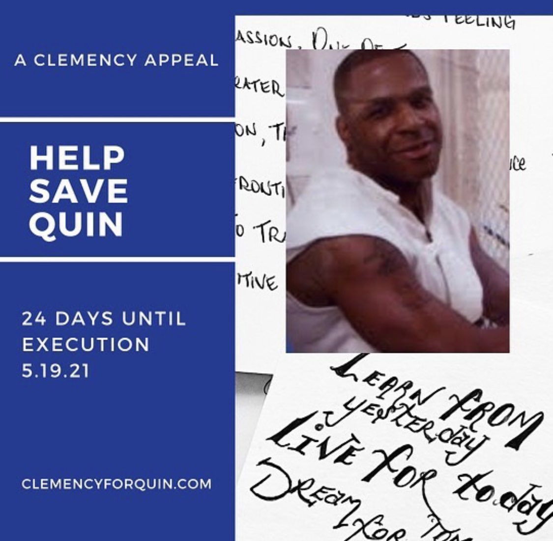 PLEASE sign this petition for Quinn’s clemency and read more about his story at link in our bio. I want to live in a world where people can change, heal, forgive, move forward and contribute light after darkness. Quin’s created light for years. Thread for more  #ClemencyForQuin