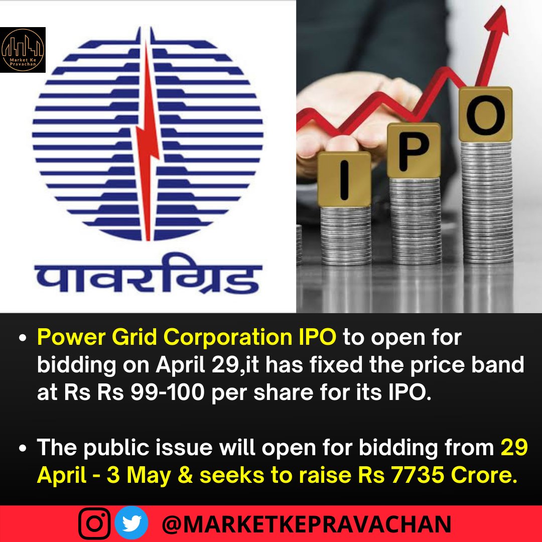 bizreadsin's tweet image. PowerGrid InvIT IPO to hit Dalal Street on Thursday.

#powergrid #powergridindia #powergridipo #ipo #ipoindia 
#indianbusiness #businessnews #indianmarket #stockmarket #sharemarketnews #sharemarket #stockexchange #stockmarketnews #nse #bse #nifty #nifty50 #sensex #investors