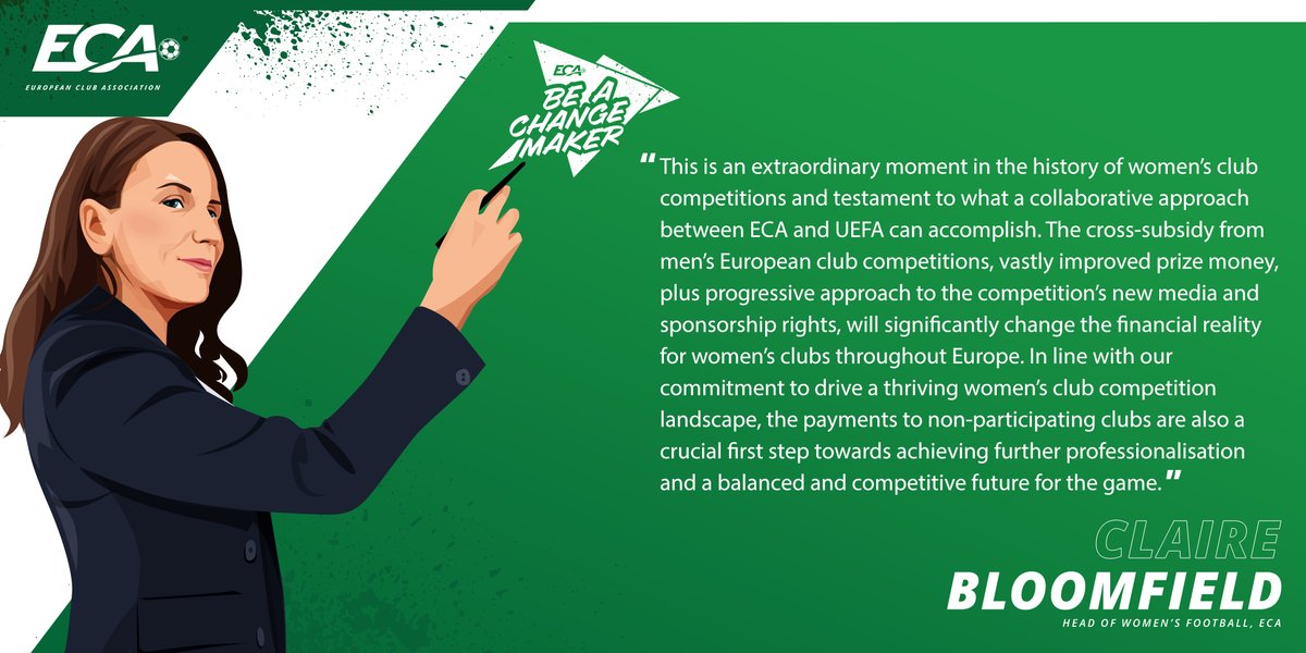 cl_bloomfield's tweet photo. Another crucial step towards achieving our shared ambitions for women's football... and it's testament to what a collaborative approach between @ECAEurope  and @uefa can accomplish. #UWCL https://t.co/Tl0mmCpmfy