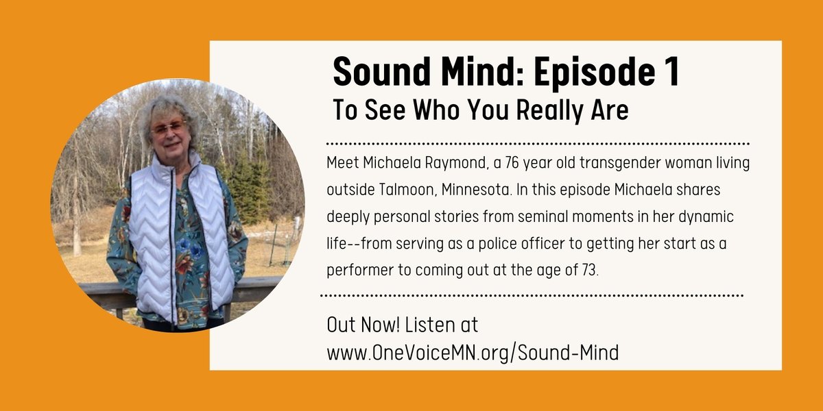 Episode 1 of Sound Mind is now available! 

Listen online at OneVoiceMN.org/Sound-Mind or subscribe on your favorite platform by visiting linktr.ee/Sound_Mind.

#MentalHealthAwareness #LGBTQIA #Minnesota