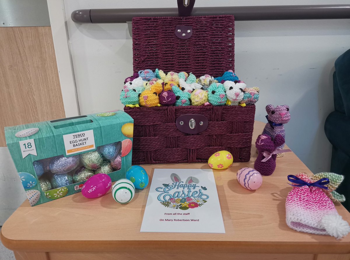 Sister_Helen_'s tweet image. Easter 2021
Our activities coordinator Nikaela turned knitted squares into Easter bunnies to give to each of our patients this Easter. Each bunny had a chocolate egg inside (or a plastic egg for those patients on special diets) #strokerecoverycentre #Easter2021 #strokenurse