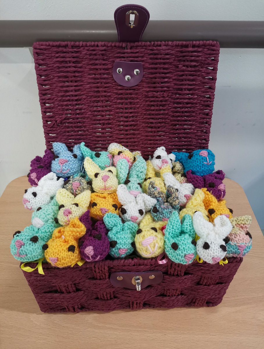 Sister_Helen_'s tweet image. Easter 2021
Our activities coordinator Nikaela turned knitted squares into Easter bunnies to give to each of our patients this Easter. Each bunny had a chocolate egg inside (or a plastic egg for those patients on special diets) #strokerecoverycentre #Easter2021 #strokenurse