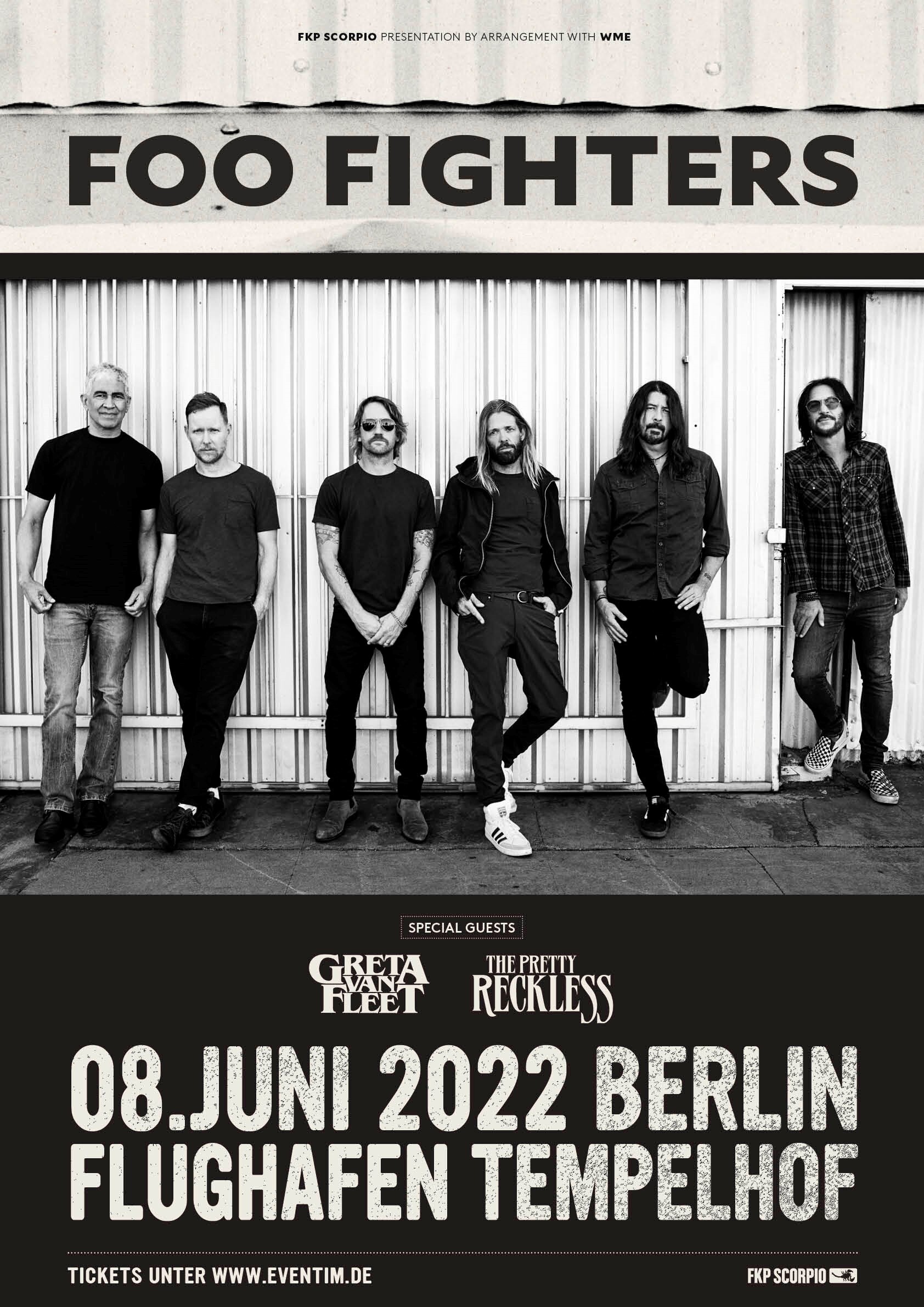 Foo Fighters Tour Schedule 2022 Foo Fighters On Twitter: "Berlin!!! New Date And Venue Announced. We'll See  You 8Th June 2022 With @Gretavanfleet & @Tprofficial. Tickets Will Remain  Valid For All Rescheduled Shows. Tickets On Sale Now: