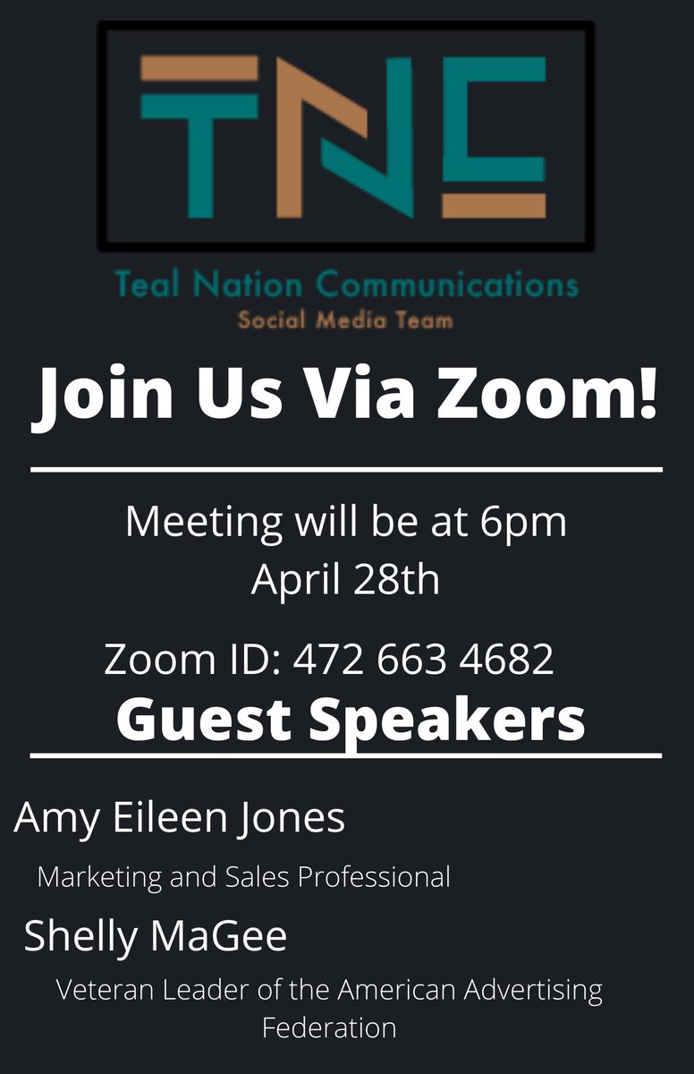 WCCU Radio (@ccuradio) on Twitter photo Interested in getting real experience with real clients? The Teal Nation Communication social media team is perfect for you! Stop by tomorrow at 6 on zoom to hear about how you can turn your passion for social media into a career! <a href="/CCUinvolved/">Get Involved @ CCU</a> Interested in getting real experience with real clients? The Teal Nation Communication social media team is perfect for you! Stop by tomorrow at 6 on zoom to hear about how you can turn your passion for social media into a career! <a href="/CCUinvolved/">Get Involved @ CCU</a>
