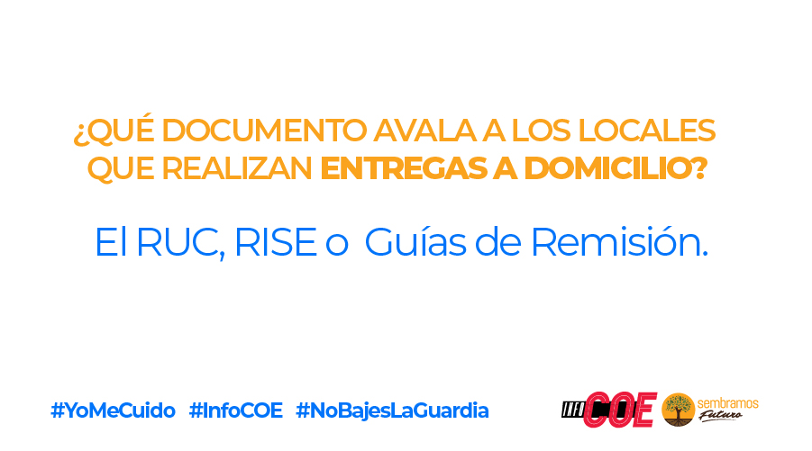 Salud Ec Yomecuido Para Los Locales Que Realizan Entregas A Domicilio Deben Contar Con Documentos Que Los Avalen Ruc Rise Guias De Remision Infocoe Nobajeslaguardia T Co Bnfbyqgzcf