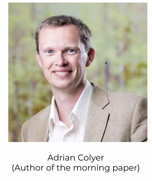 EuroSys 2023 (@eurosys_conf) on Twitter photo The <a href="/EuroSys_conf/">EuroSys 2023</a> 2021 Community Service Award goes to Adrian Colyer (Accel Partners) for leading "The Morning Paper" --- blog.acolyer.org". The <a href="/EuroSys_conf/">EuroSys 2023</a> 2021 Community Service Award goes to Adrian Colyer (Accel Partners) for leading "The Morning Paper" --- blog.acolyer.org".