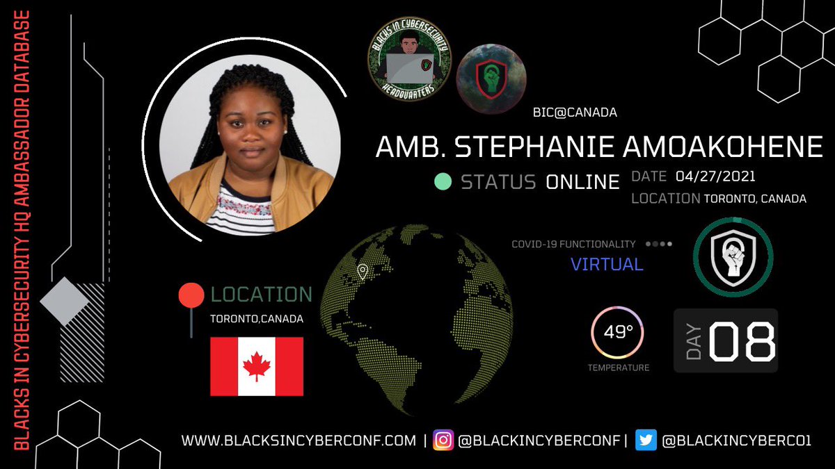 BlackInCyberCo1's tweet photo. ๐๐ BIC @ Canada
The BIC Location @ Canada Ambassador is @CyberDeucee !
#canadacyber #canada #bic_canada #cybersecurity #infosec #litlikebic #BlacksInCyber #blacksincybersecurity #bic #BIC_WRLD #BIC_Ambassadors #BICambassadors #blkcyber #biccanucks #bic_canucks https://t.co/9ZDMeyXT1f