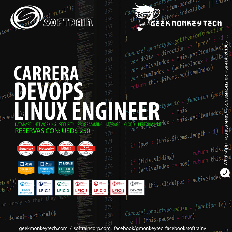 softrainve's tweet photo. Especializate Linux Devops Engineer  Tienes preguntas Precio, Financiamiento, Forma de pago facilidades solo escribenos. +56 956744034 Jose Garagorry #cloud #devops #ci #di #storage #docker #iscsi #linux #nginx #opensource #gmonkeytech #softraincorp https://t.co/WyDFkok7ur