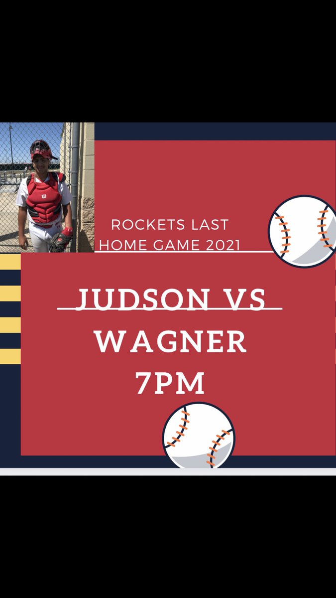 Judson Rockets baseball team will play its last home game of the season tonight versus Wagner @Judson 7pm Seniors: Johnny Ortiz, Raul Sheard, Kameron Lopez, Jonathan Campos  #judsonbaseball