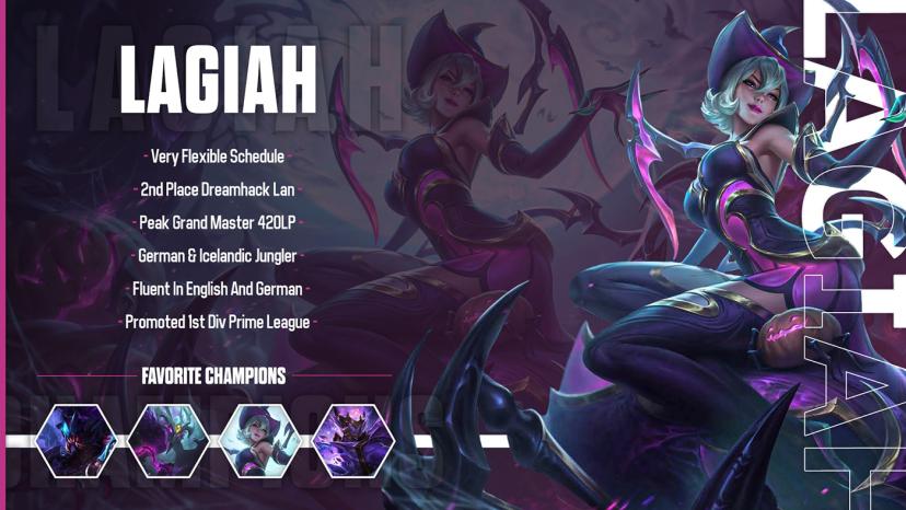 announcing that im LFT again
Im extremly motivated for this Split trying to consider every offer!
- adaptive champpool
- experienced Jungler
- Shotcaller
for further Infos dm me on Twitter or add me on Discord 
Lagiah#8147

Retweets appreciated ♥️ :)