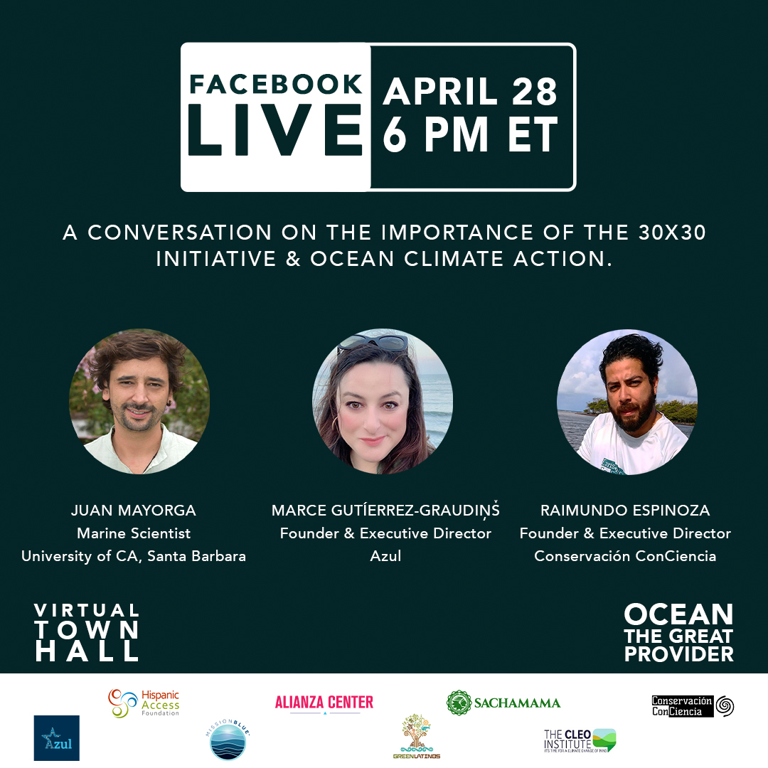 Join us and our friends from <a href="/Sachamamaorg/">Sachamama</a> on a Virtual Town Hall with <a href="/USRepKCastor/">U.S. Rep. Kathy Castor</a> to discuss the #30x30 initiative and it’s impact on ocean’s ecosystems and our communities. #OceanClimateAction #LatinosMarinos 🐳