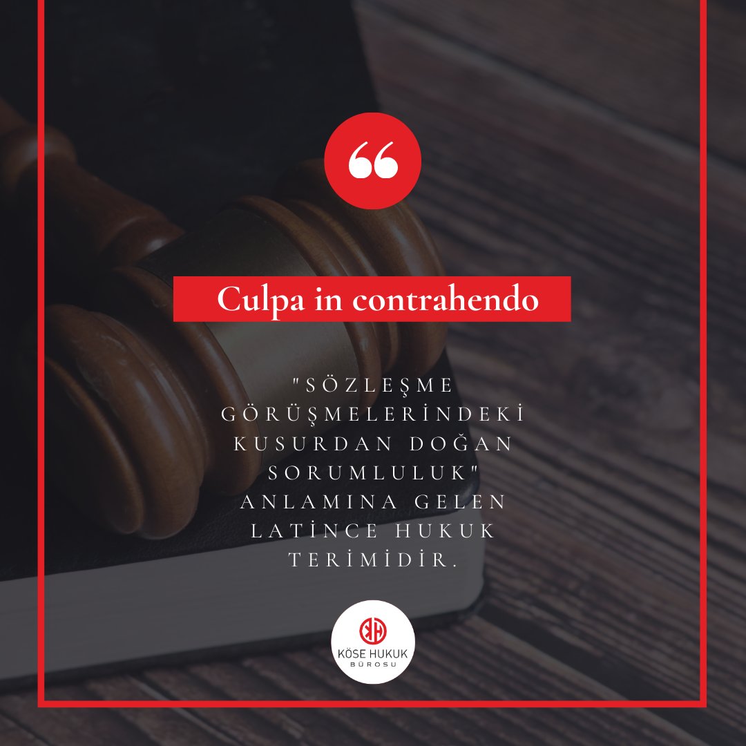Kara Avrupası hukuk sistemi ülkelerinin pek çoğunda önemli sayılan bir borçlar hukuku kavramıdır. Dürüstlük kuralına dayanır. Güven ilişkisini kusurlu davranışıyla ihlal ederek karşı tarafa zarar veren kişi, bu zarardan dolayı sorumlu olur. #hukuk #kanun #kosehukuk #hukukiterim