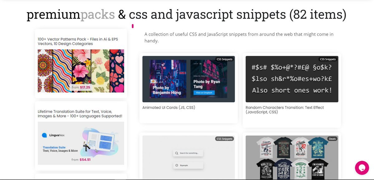  By People- A collection of useful CSS and JavaScript snippets from around the web that might come in handy.  https://www.bypeople.com/code-snippets/ 