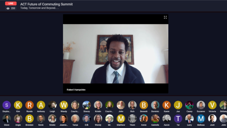 ACTNational's tweet image. We are thrilled to have Dr. Robert Hampshire, Acting Assistant Secretary for Research and Technology at USDOT, here to deliver the #FutureofCommuting welcome address and share the priorities of USDOT to Build Back Better.