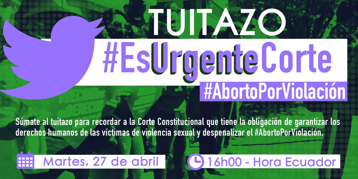 CepamGuayaquil's tweet photo. ✅ ÚNETE AL TUITAZO ⎮Es una justa decisión #AbortoPorViolación #EsUrgenteCorte

🚨 En Ecuador hay un promedio de 11 violaciones al día. De cada 10 víctimas de abuso sexual, 6 son adolescentes y menores de 14 años. Del 85 al 90% de los agresores forman parte del núcleo familiar. https://t.co/S2AqGs60jo