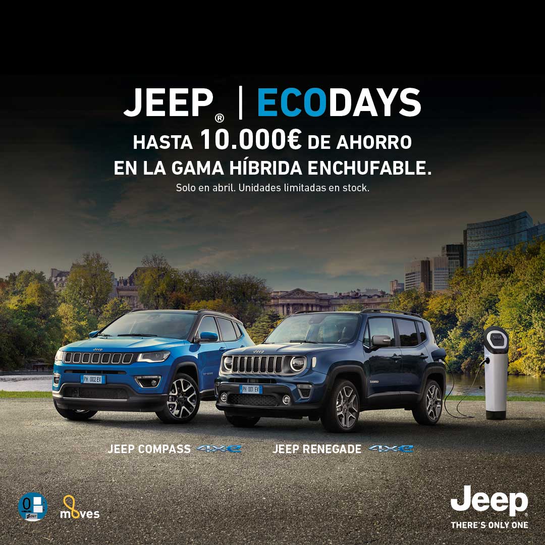 AutoliderHuesca's tweet photo. Autolíder Jeep #Ecodays!🚗♻️

Hasta 10.000 € de ahorro en la gama híbrida enchufable: #JeepCompass y #JeepRenegade PHEV (Etiqueta 0).
Mínimos consumos y bajas emisiones.
¡Unidades limitadas.! Sólo hasta final de mes🚨
👉https://t.co/dRZc5TO1GB
#cocheshibridos #cocheselectricos https://t.co/Je3ZSz6Rec