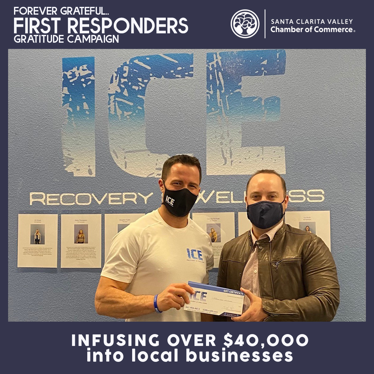 We're supporting our local chamber-member businesses, like ICE Recovery and Wellness, by purchasing $40,000 in gift cards for our first responders as part of our gratitude campaign.