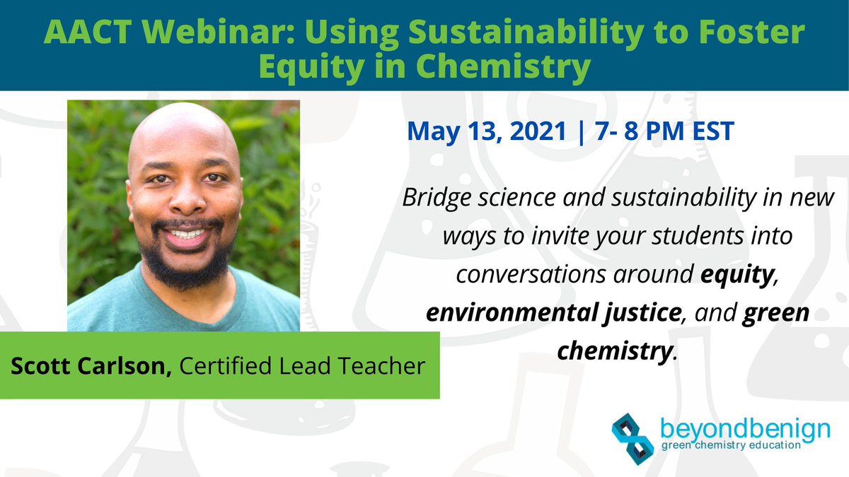 Wondering how to talk about big issues of sustainability &amp; equity as a teacher? In this webinar, Scott Carlson provides solutions. Use science to talk about social science &amp; how chemistry plays a role in the communication of complex concepts. Learn more: ow.ly/QX6J50EvFMX