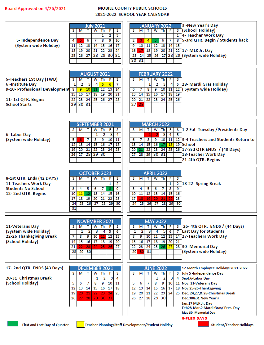 2021-2022 Calendar