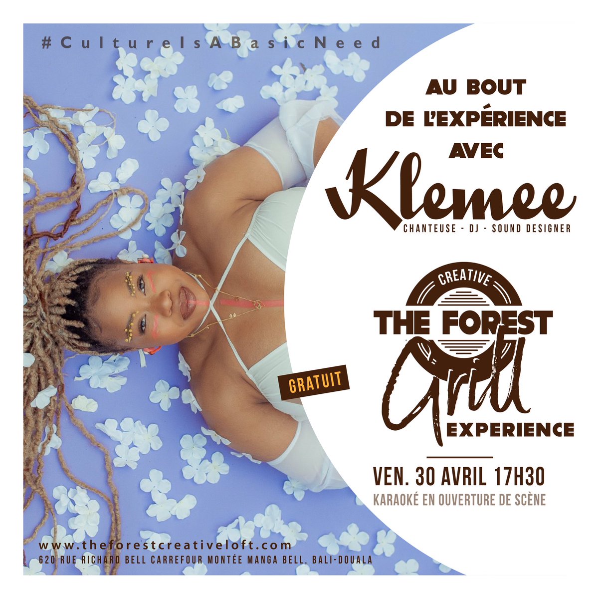 TheForestLoft's tweet photo. Ce vendredi 30/04/2021, Le #GRILLEXPERIENCE de #TheForestCreativeLoft ira au bout du bout de l’expérience avec Klemee, une jeune artiste polyvalente venue de Paris pour nous faire plaisir.
Spectacle gratuit avec un #openMic Karaoké en ouverture de scène. https://t.co/wmhCVFD9ev