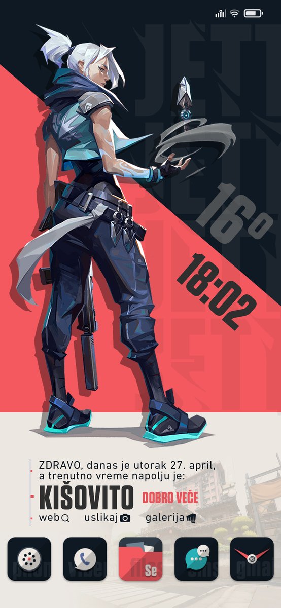 MIUI - miwallpaper, launcher, widget
VALORANT homescreen
Fonts, pictures, colors ... from the official site 
Selfmade all