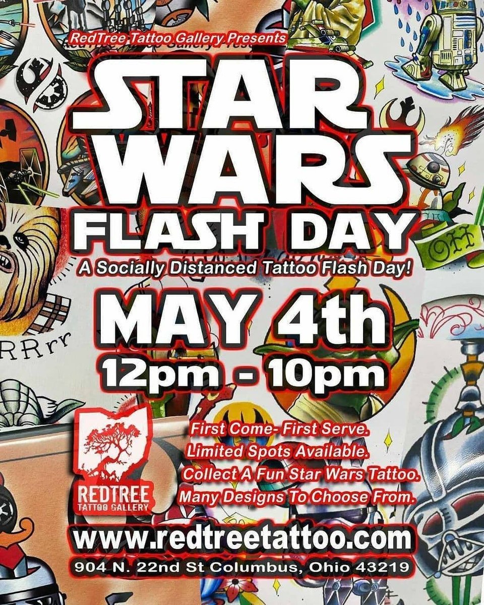 NEXT WEEK!!! RedTree Tattoo Gallery presents Socially Distanced Star Wars Flash Day <a href="/redtreetattoo/">redtreetattoo</a> gallery Starts at 12pm on May 4th! As part of the May the 4th be with you. More info on Instagram!!!!