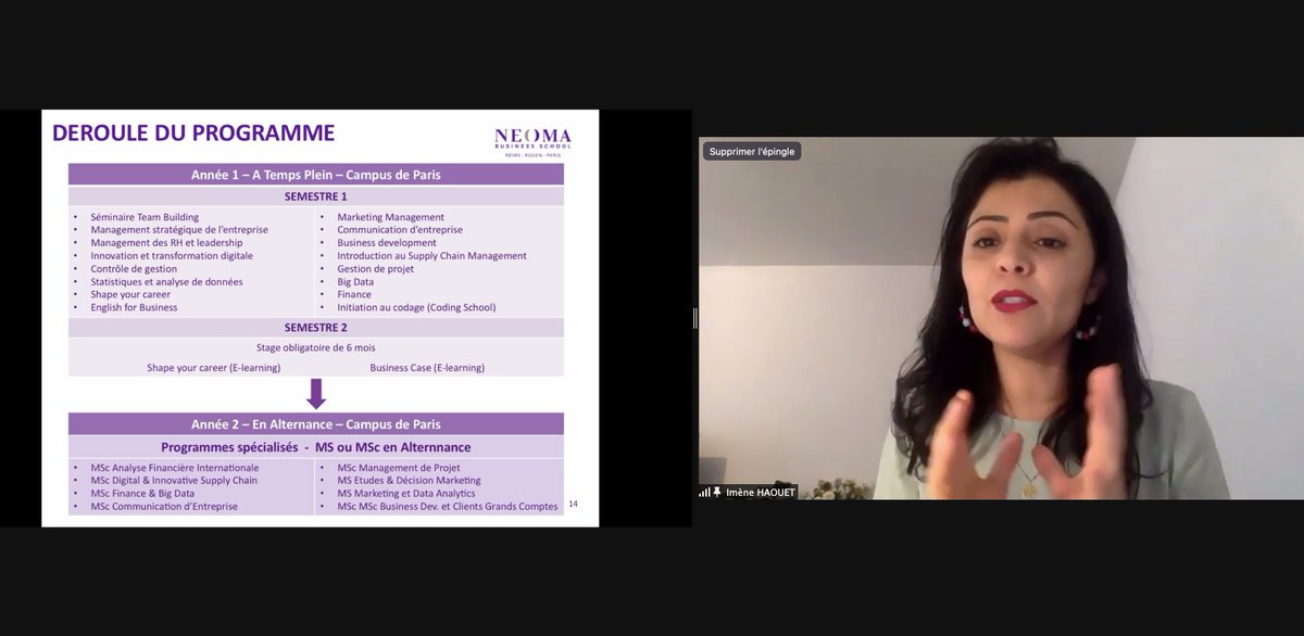 NEOMAbs's tweet image. #NEOMALive | Année Préparatoire MS/MSc - " #Alternance 👉 "Confrontez-vous aux problématiques des entreprises avec le Business Case". - @HaouetImene - Directrice de Programme