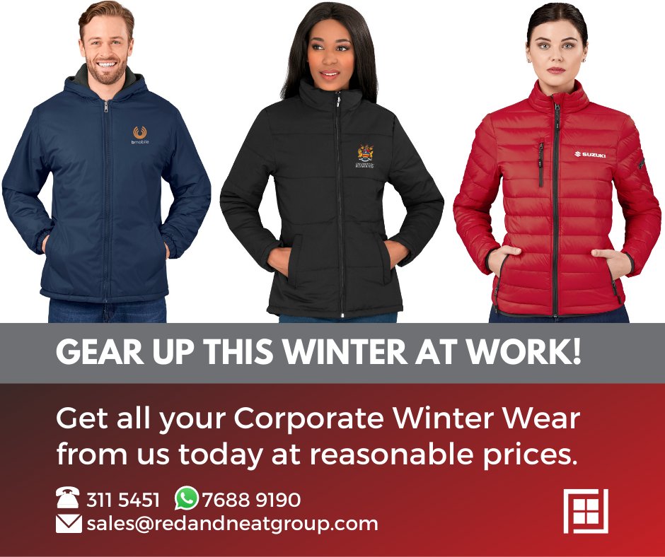 RedandNeatGroup's tweet photo. Gear up this winter with us!
We have a wide range of heavy, softshell, fleeced, wind-breaking jackets and body warmers to keep you warm at work or at home. 
Call or mail us for a quote. The minimum number per order is 10 Units.
sales@redandneatgroup.com for a digital catalog. https://t.co/EjCv2XMIBb