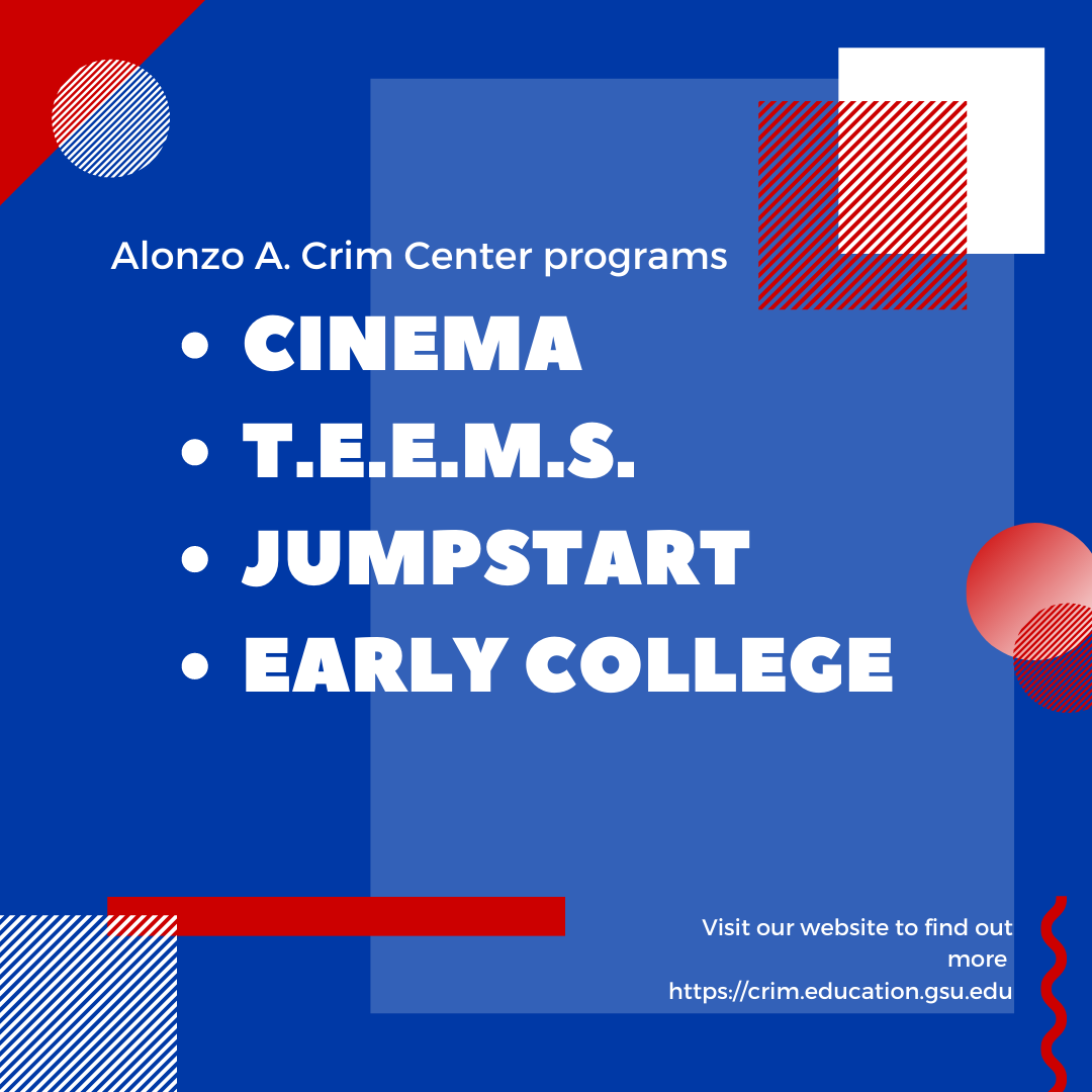 Hey Crim Family 👋We currently have 4 programs within the Alonzo A. Crim Center. 😱Which program have you been involved with? 🤔

#crimcenter #gsu #education #thestateway #atlanta #auc #earlycollege