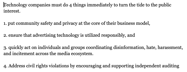 I am sorry that I didn't have time to offer up more solutions, but the questions were not directed at me. Here's what we could do to address misinformation-at-scale if we wanted to start today: