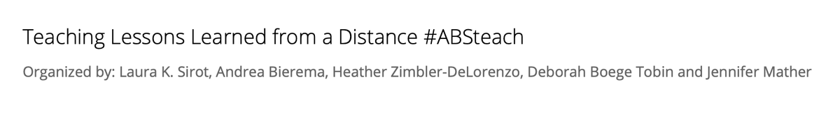 AnimBehSociety's tweet photo. We're very excited for our upcoming #ABS2021 workshop on 'Teaching Lessons Learned from a Distance #ABSteach', organized by @LauraSirot @AndreaBierema Heather Zimbler-DeLorenzo @boege_tobin & Jennifer Mather!
Take a look and find out more here: https://t.co/BWXBFZod9z https://t.co/L05YoVDER3