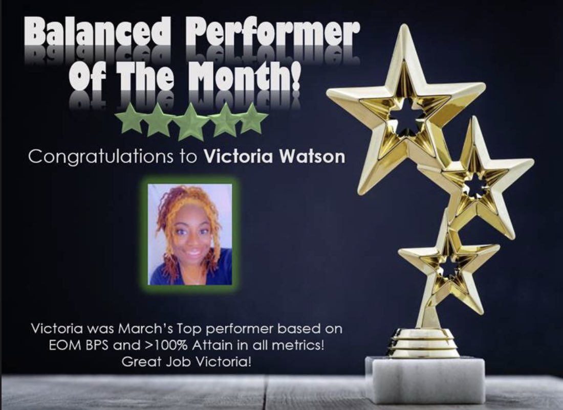 EarthCity05's tweet photo. Here’s our March BPS Top Performer! Great job Victoria! #WinAsOne #Proud2byoung #ECrocks https://t.co/0JS4txa4ro