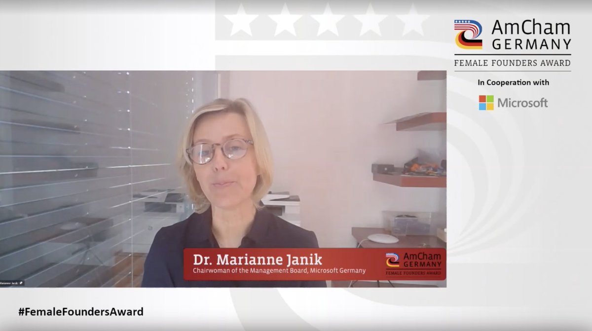Women are severely underrepresented in Germany, says <a href="/MarianneJanik/">Marianne Janik</a> from <a href="/MicrosoftDE/">Microsoft Germany</a>. Only very few #startups are founded by female founders. We can do better! 💪 #FemaleFoundersAward