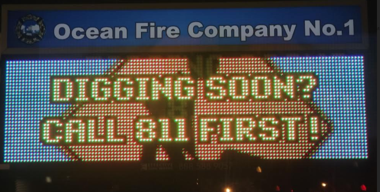 NJNaturalGas's tweet photo. Thank you to #NJfirefighters in #tomsrivernj, #lincroftnj and #ptpleasantbeach for sending us their digital reminders about calling 8-1-1! Snap a photo of your sign, send it to or tag us on your Facebook page before April 30. Complete rules: https://t.co/oeke9vX5Bb. #digsafely https://t.co/OpdHOIE5n2