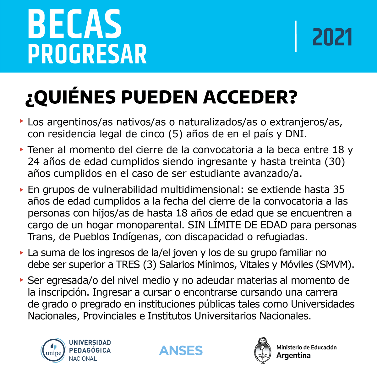 unipe_ar's tweet photo. Becas Progresar 2021
Últimos días‼️
Compartimos desde Bienestar 🙌
Hasta el 30 de Abril se encuentra abierta la inscripción a las #BecasProgresar2021

información para inscribirse en el nivel superior👇
https://t.co/tt0yTIRyy7 

Consultas: bienestar@unipe.edu.ar https://t.co/CjCMVluV0J