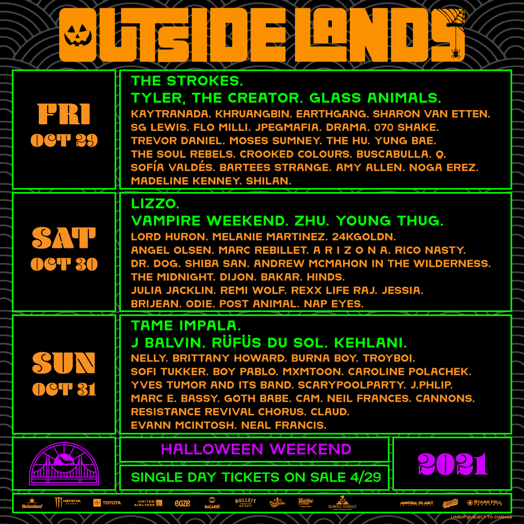 Outside Lands 2021 Lineup Tickets Schedule Dates Spacelab